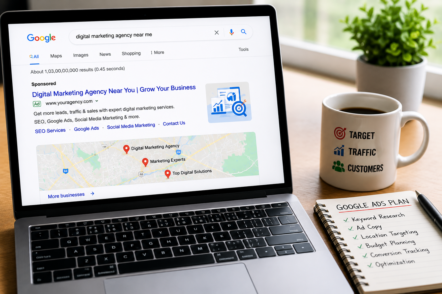 How to Run Google Ads for Local Business: A Complete Guide for Beginners "Google Ads dashboard for local business advertising and lead generation."